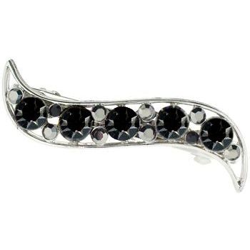 Karen Marie - Large Crystal Wave Barrette - Black (1)